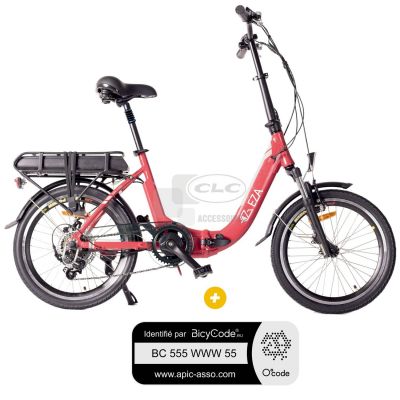 Pack Vélo à assistance électrique Confort 20'' Rouge 10,4Ah + Marquage BicyCode